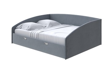 Кровать двуспальная Bono 160х200, Велюр (Forest 17 Серый) в Тюмени