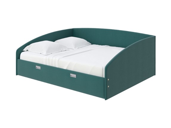 Двуспальная кровать Bono 160х200, Велюр (Forest 560 Морская волна) в Заводоуковске - изображение