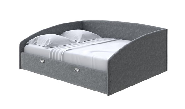 Кровать двуспальная Bono 160х200, Велюр (Gratta 4 Серый космос) в Тюмени - изображение