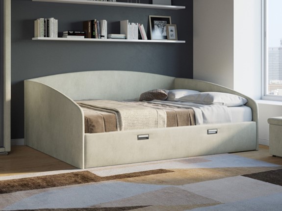 Кровать в спальню Bono 160х200, Велюр (Лофти лён) в Тюмени - изображение