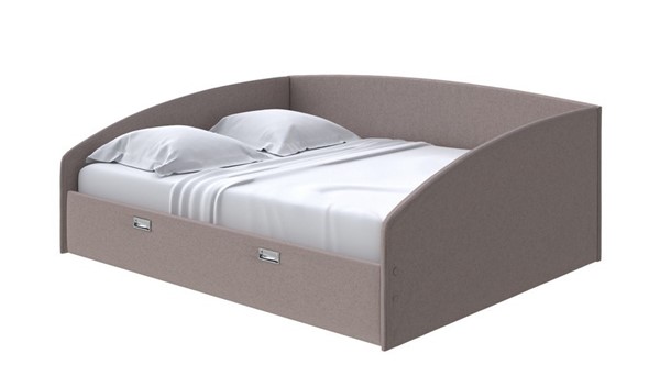 Кровать двуспальная Bono 160х200, Велюр (Scandi Cotton 24 Капучино) в Тюмени - изображение