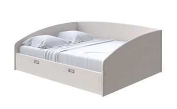 Кровать двуспальная Bono 160х200, Велюр (Scandi Cotton 3 Лён) в Заводоуковске