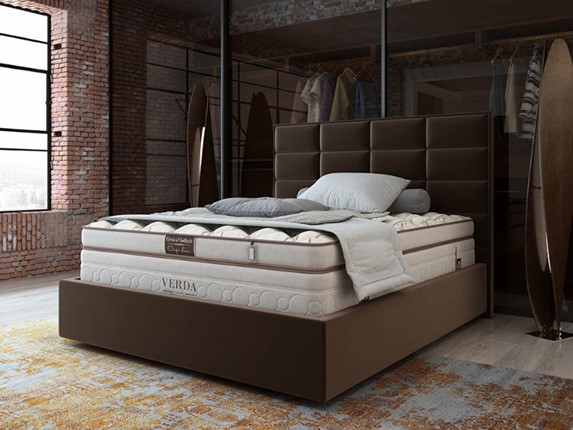 Кровать в спальню Chocolate Compact/Island M 160х200, Микровелюр (Manhattan Лесной каштан) в Заводоуковске - изображение