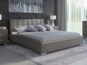 Кровать спальная Corso-1L 160x200, Экокожа (Серый) в Тюмени