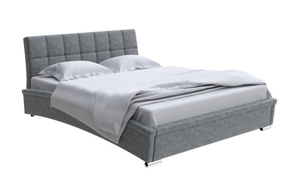 Кровать спальная Corso-1L 200x200, Велюр (Gratta 4 Серый космос) в Заводоуковске - изображение