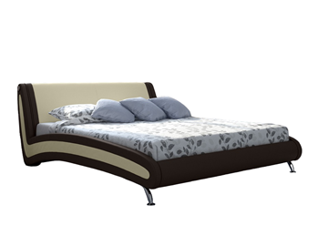 Кровать Corso-2 140х200, Экокожа (Коричневый с кремовым) в Тюмени