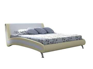 Кровать Corso-2 140х200, Экокожа (Кремовый с белым) в Тюмени