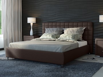 Кровать 2-спальная Corso-3 140x200, Экокожа (Коричневый) в Тюмени