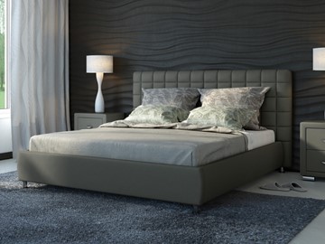 Кровать двуспальная Corso-3 140x200, Экокожа (Темно-серый) в Тюмени