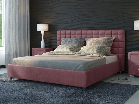 Кровать двуспальная Corso-3 160х200, Велюр (Лофти Сиреневый) в Заводоуковске - изображение