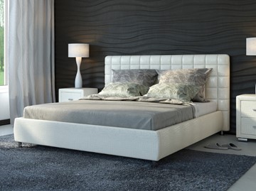 Кровать в спальню Corso-3 180x200, Экокожа (Кайман белый) в Тюмени