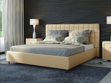 Кровать 2-спальная Corso-3 200x200, Экокожа (Бежевый) в Тюмени