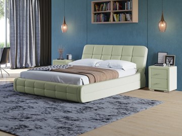 Кровать спальная Corso-6 140x200, Экокожа (Зеленое яблоко) в Тюмени