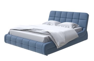 Кровать двуспальная Corso-6 140x200, Микрофибра (Diva Синий) в Тюмени