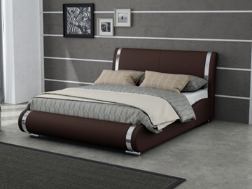 Кровать в спальню Corso-8 200x200, Экокожа (Коричневый) в Тюмени