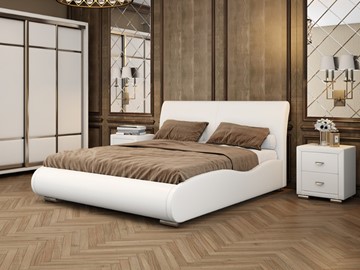 Кровать 2-х спальная Corso-8 Lite 160х200, Экокожа (Белый) в Тюмени