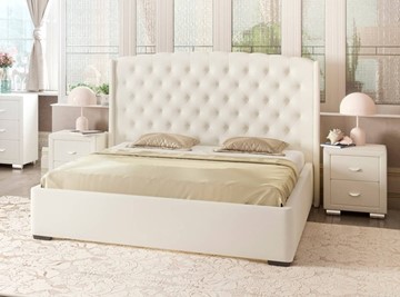 Спальная кровать Dario Slim lite 160x200, Экокожа (Белый) в Тюмени