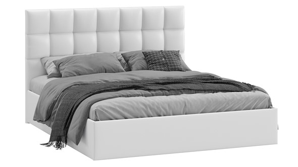 Кровать двуспальная Эмбер тип 1 (Экокожа белая) в Заводоуковске - изображение