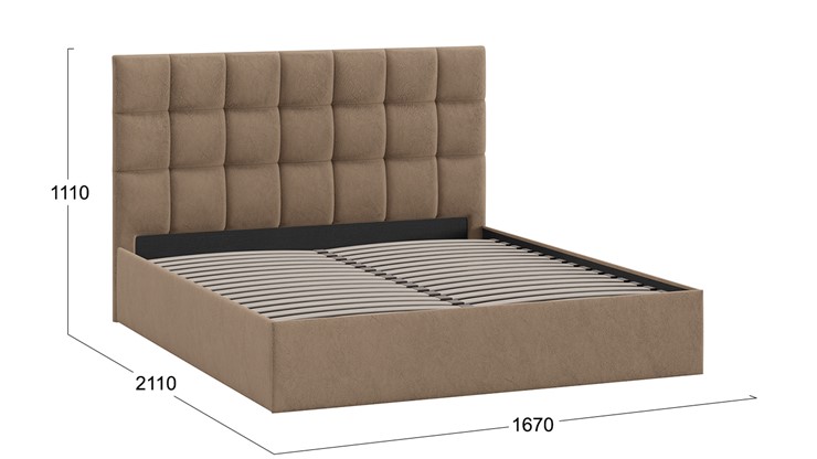 2-спальная кровать Эмбер тип 1 (Микровелюр Wellmart Latte) в Тюмени - изображение 2
