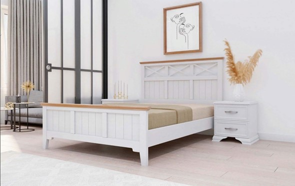 Кровать спальная Грация-5 карниз сосна (Белый Античный) 160х200 в Заводоуковске - изображение