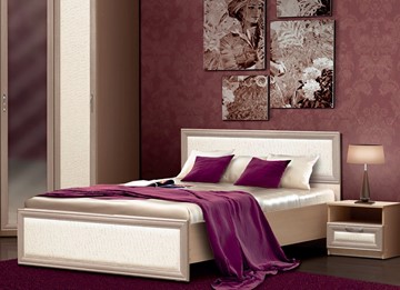 Кровать спальная Версаль Камелия, 1600, шимо светлый/белый кожзам в Тюмени