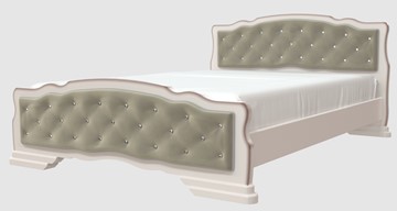 Спальная кровать Карина-10 (Дуб Молочный, светлая обивка) 160х200 в Заводоуковске