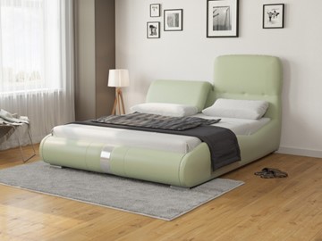 Кровать спальная Лукка 140х200, Экокожа (Зеленое яблоко) в Тюмени