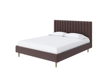 Двуспальная кровать Madison lite 160x200, Экокожа (Коричневый) в Тюмени