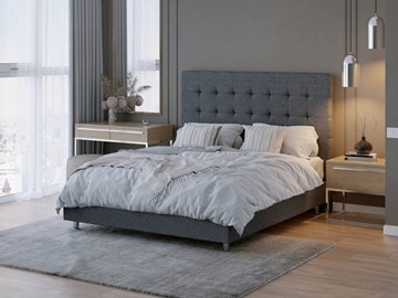 Двуспальная кровать Madrid Boxspring Standart 200х200, Рогожка (Savana Grey (серый)) в Заводоуковске
