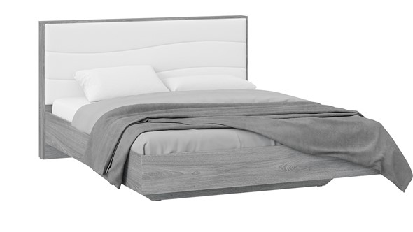 Двуспальная кровать Миранда тип 1 (Дуб Гамильтон/Белый глянец) в Заводоуковске - изображение