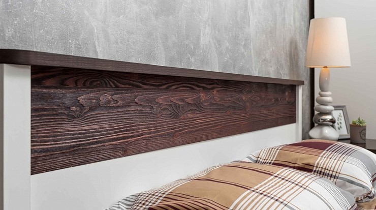 Двуспальная кровать Норвуд 32 с гибкими ламелями дерево, Белый-Орех шоколадный в Заводоуковске - изображение 4