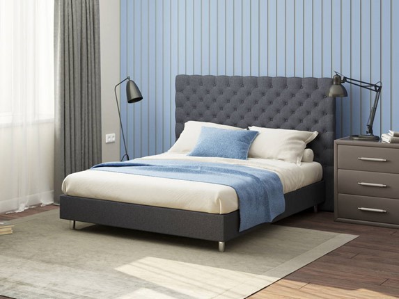 Спальная кровать Paris Boxspring Standart 200х200, Рогожка (Savana Grey (серый)) в Тюмени - изображение
