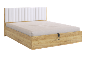 Кровать двуспальная с подъемным механизмом Адам, дуб крафт золотой/белоснежный (экокожа) в Тюмени