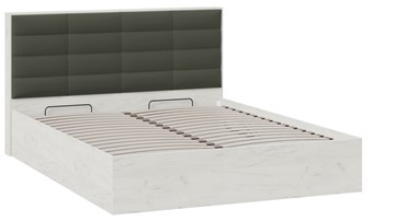 Кровать в спальню с подъемным механизмом Агата тип 1 (Дуб крафт белый, Велюр Серый) в Тюмени - предосмотр 1