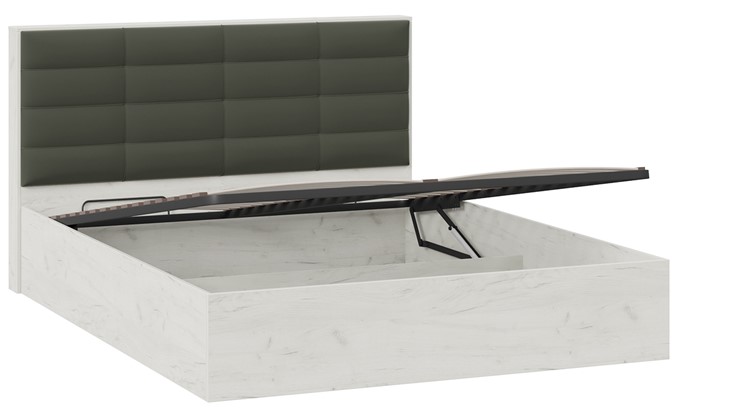 Кровать в спальню с подъемным механизмом Агата тип 1 (Дуб крафт белый, Велюр Серый) в Тюмени - изображение 2