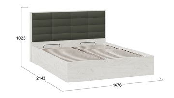 Кровать в спальню с подъемным механизмом Агата тип 1 (Дуб крафт белый, Велюр Серый) в Тюмени - предосмотр 4