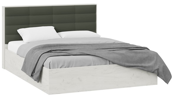 Кровать в спальню с подъемным механизмом Агата тип 1 (Дуб крафт белый, Велюр Серый) в Заводоуковске - изображение