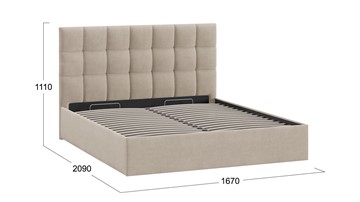 Кровать двуспальная с подъемным механизмом Эмбер тип 1 (Велюр Мокко светлый) в Тюмени - предосмотр 1