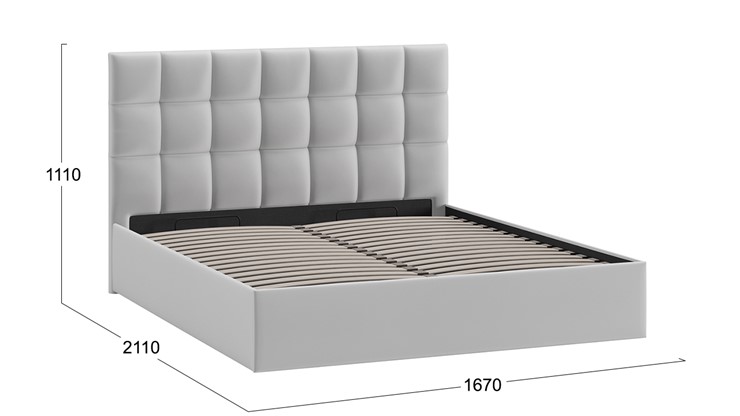 2-спальная кровать с подъемным механизмом Эмбер (Велюр Confetti Silver) в Заводоуковске - изображение 3