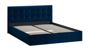 Кровать двуспальная с подъемным механизмом Эмма с заглушиной (Велюр Confetti Blue) в Тюмени