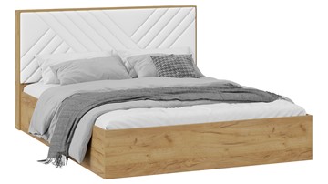 Кровать двуспальная с подъемным механизмом Хилтон Тип 1 без заглушины (Дуб крафт золотой/Белый) в Тюмени