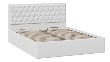 Двуспальная кровать с подъемным механизмом Порто (Экокожа белая Polo) без заглушины в Тюмени - предосмотр 1