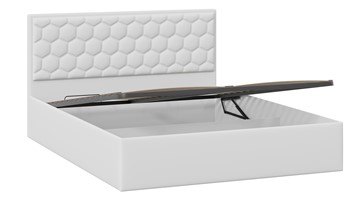 Двуспальная кровать с подъемным механизмом Порто (Экокожа белая Polo) без заглушины в Тюмени - предосмотр 2