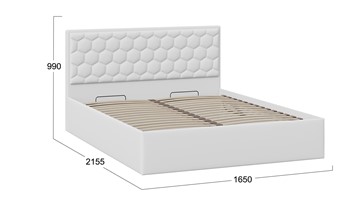 Двуспальная кровать с подъемным механизмом Порто (Экокожа белая Polo) без заглушины в Тюмени - предосмотр 3