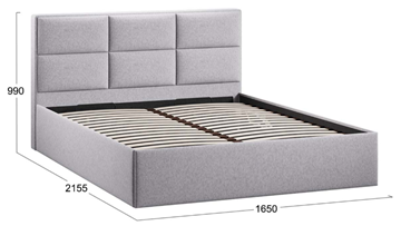 Кровать спальная с подъемным механизмом Стелла тип 1 (Микровелюр Jercy Silver) в Заводоуковске - предосмотр 3