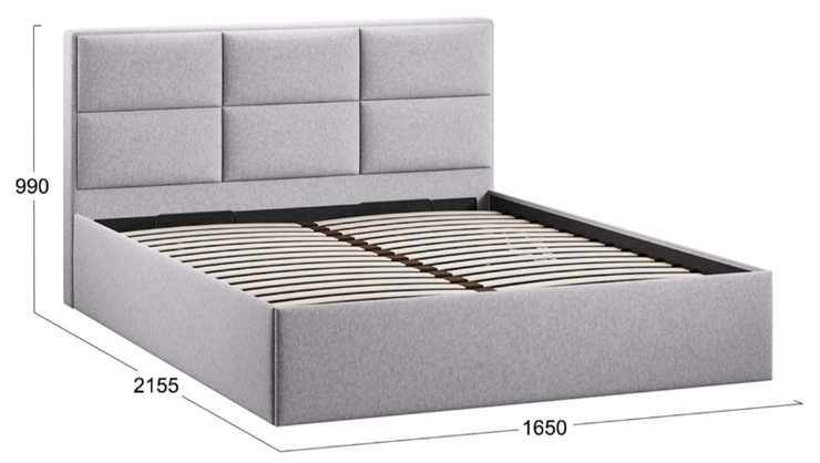 Кровать спальная с подъемным механизмом Стелла тип 1 (Микровелюр Jercy Silver) в Заводоуковске - изображение 3