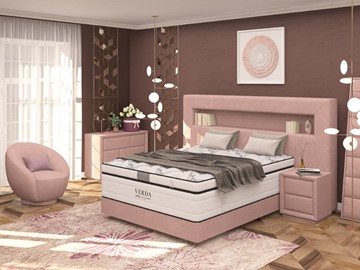 Кровать 2-спальная Smart/Podium M 160х200, Флок (Велсофт Винтажный розовый) в Ишиме