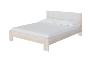 Кровать в спальню Soft 1, 160х200, ЛДСП Дуб Шамони+экокожа (Дуб Шамони с белым) в Тюмени - предосмотр