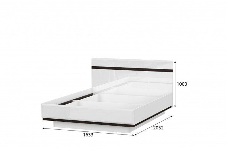Кровать Соло универсальная 1,6х2,0, белый/белый глянец/венге в Заводоуковске - изображение 1
