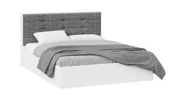 Двуспальная кровать с подъемным механизмом Тесса (Белый Жемчуг/Рогожка серая) в Тюмени